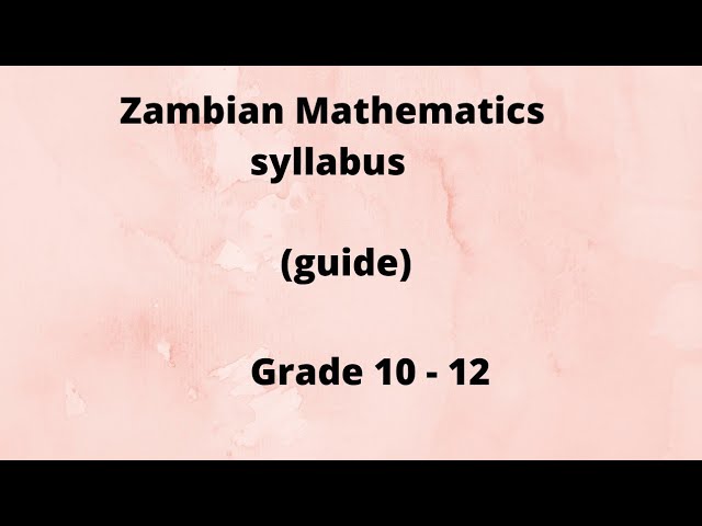 Additional Maths Syllabus