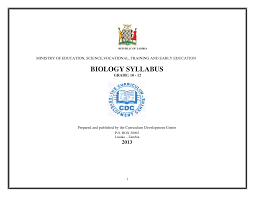 BIOLOGY G10-12 Zambian Syllabus 2013