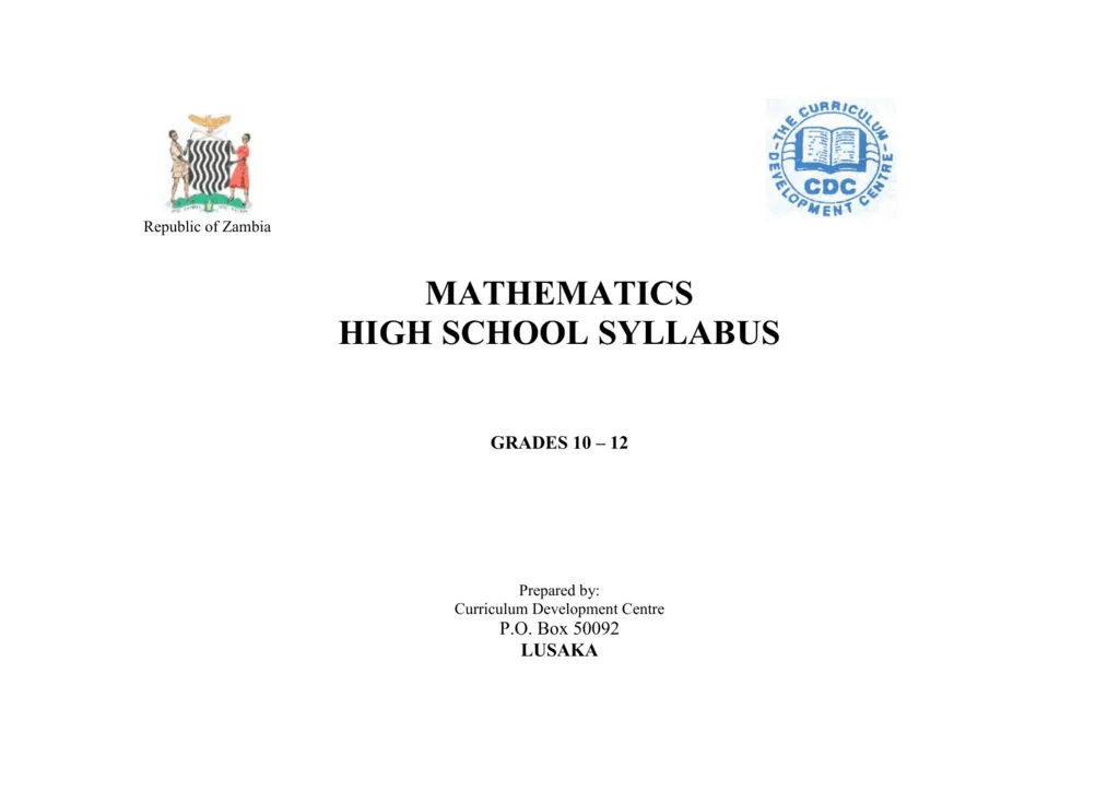 Grade 10 - 12 Math Syllabus 2013