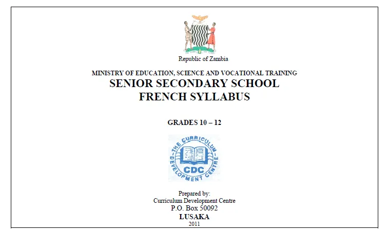 New FRENCH Syllabus 10-12 for Zambia 2013