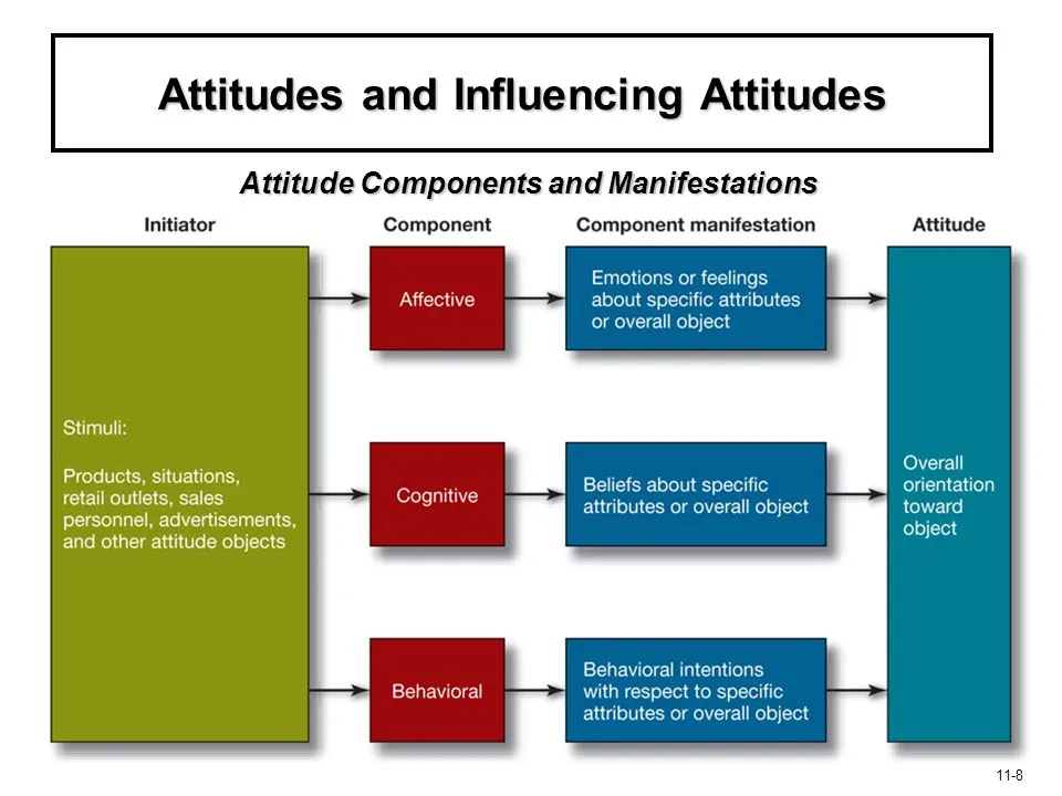 Attitude components and manifestations Attitude and Work: Attitude components and manifestations
